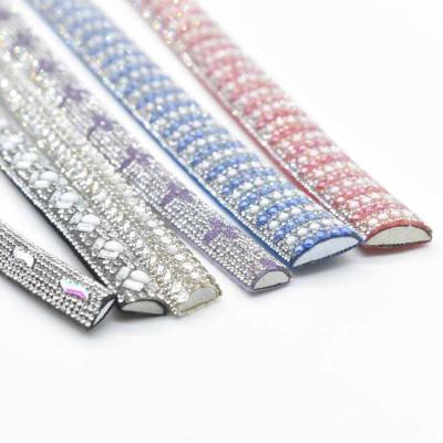 China Cotton Core Rope Shinning Glass Rhinestone For Sandal Decoration Crystal Strip Rhinestone Rope For Garment Shoes for sale