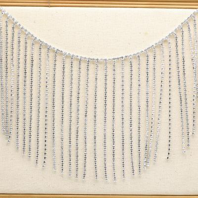 China Shinning Rhinestone Tassel Chain Fringes Long Rhinestone Ribbon Trim Fringe For Jackets Party DIY Sewing Ideal Decoration for sale