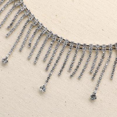 China Hot Shinning Rhinestone Fringe Trim Rhinestone Trim Rhinestone Ribbon Tassel Beaded Chain For DIY Jeans Clothing Accessories Decoration for sale