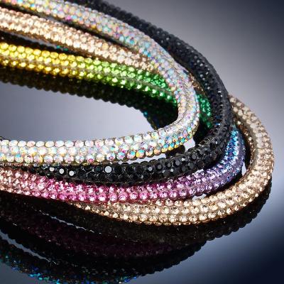 China 4mm Ribbon Rope Balance Crystal Shinning Rhinestone Tube Rope 6mm For Kids Hoodie Shoes for sale