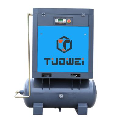 China 15kw 20hp 8bar lubricated direct driven screw air compressor with air tank portable air compressor for sale