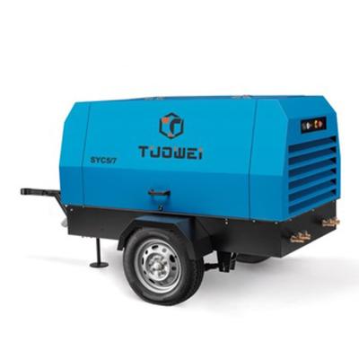 China Tuowei 13 Bar 459 Cfm Diesel Lubricated Portable Screw Air Compressor For Water Well Drilling Rig for sale