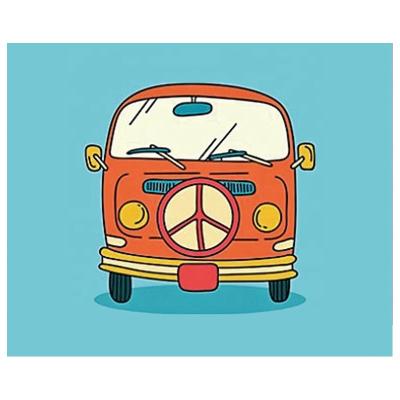 China 21x25cm cartoon mini bus hardpaper diy diamond painting for kids for sale