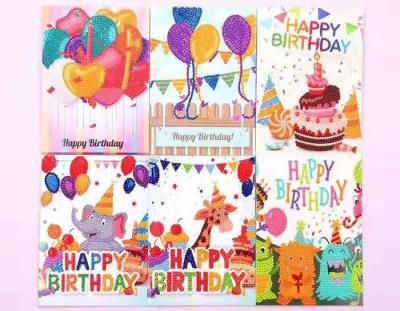 China Diy Crafts 1 Pcs Happy Birthday 5d Paper Crafts Diamond Painting Hot Sale Diy Greeting Card for sale