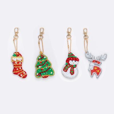 China Special shaped crystal painting diy toys drawing abstract mini charms Christmas decoration diamond painting keychains for sale