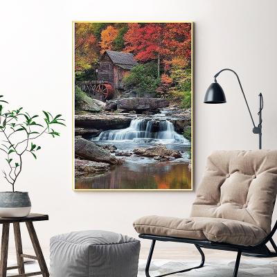 China Waterfall KOREAN rural landscape diamond painting landscape gem art diy painting kit for sale