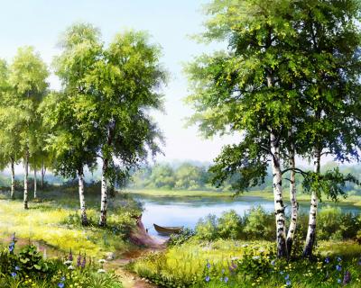 China Abstract Handmade Nature Spring Landscape Full Diamond Painting for sale