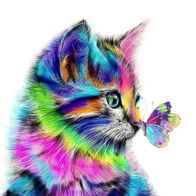 China Wholesale Abstract Square Dots Full Drill Colorful Cat 5d Diamond Painting For Home Decor for sale