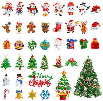 China Christmas Tree Ornaments Changsha 38 Pieces Christmas Diamond Painting Tags, Artificial DIY Diamond Painting Gift Tags Hanging for Christmas Tree for sale