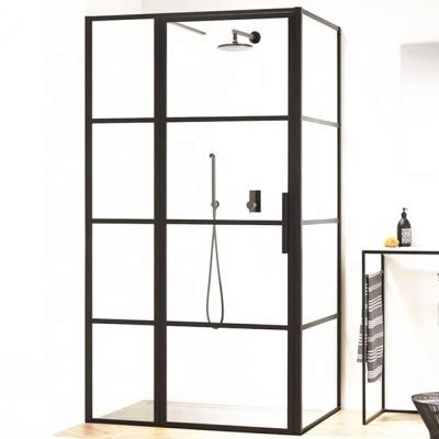 China Modern Mesa Bathroom Black Painted French Corner Glass Shower Enclosure Doors for sale