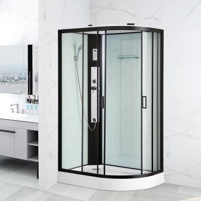 China Modern High Quality Portable Steam Shower Enclosures Black Generator Matte Shower Room With Roof for sale