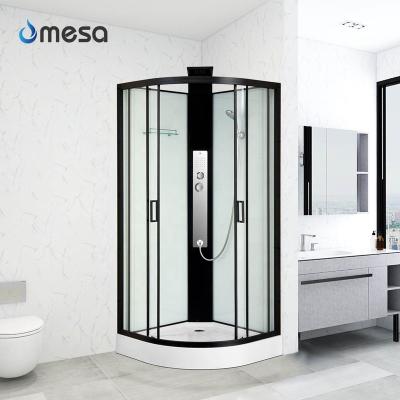 China Modern Black Cold And Hot Pointed Massager Bathroom Shower Rooms Cabin With Glass Shelf for sale