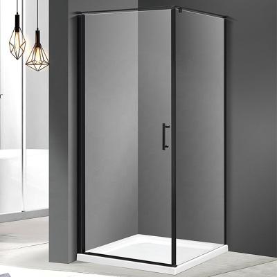 China 2021 New Modern Indoor Black Glass Shower Brackets Design Glass Shower Enclosure Set for sale