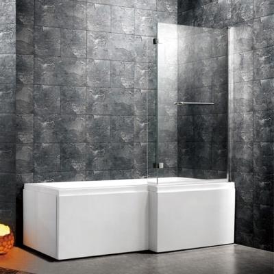 China New modern L-shaped walk in tub with combined shower screen extension for sale