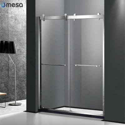 China Modern quick install quadrant slide door splashwall panel trackless shower enclosure with stainless steel profile for sale