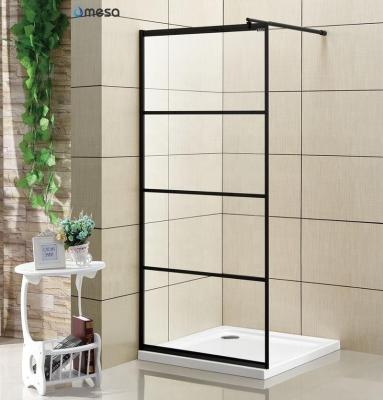 China With View Bathroom Walk In Black Matte Painted Grid Frame Printing Shower Screen Door Enclosures Cheap Price for sale