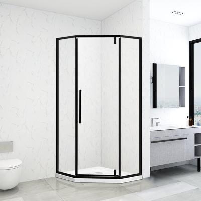 China New Modern Cheap Matte Black Profile Bathroom Large Shower Doors Shower Glass Enclosures With Hinge Door for sale