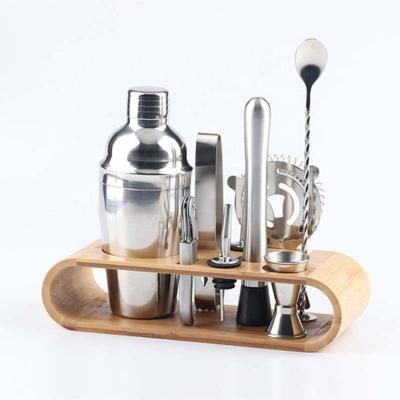 China 10 Piece 750ml Sustainable Stand Coffee Tool Custom Bamboo Cocktail Shaker Set Coqueteleira Bartender Kit for sale