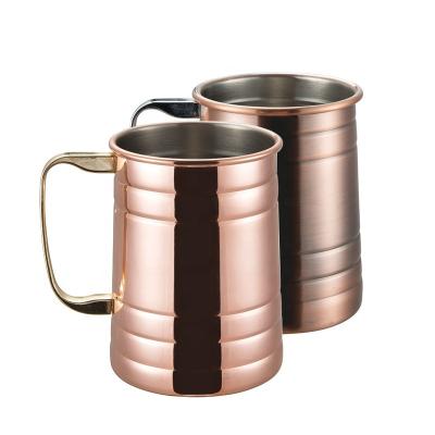 China Viable Chinese-made Custom Logo Travel Coffee Mug Stainless Steel-Copper Tumbler Beer Mug With Handle for sale