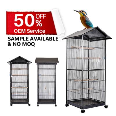 China Viable Outdoor Indoor Flying Birds Rolling Cage With Metal Roof For Aviary Parakeet Cockatiel Canary Finch Budgie for sale