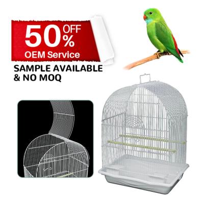 China White Arched Top Metal Viable Iron Mate Bird Cage With Open Cover for sale