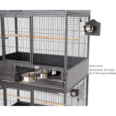 China 79 Inch Extra Large Viable Triple Viable Breeder Parrot Aviary Bird Top Heavy Duty Breeding Wrought Iron Cage for sale