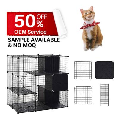 China DIY DESIGN Sustainable Animal Cages Pet Playpen with Door and Storage Shelf for Cats Chinchillas and Pet Minks for sale