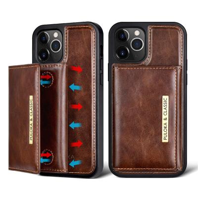 China PU Card Slot Bag Wallet Kickstand Magnetic Detachable Leather Shockproof Mobile Phone Cover Case For iPhone 12 11 pro 7 max plus XS for sale