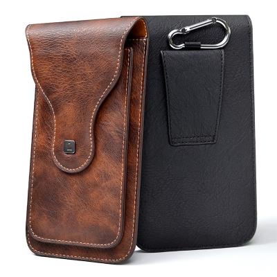 China PULOKA Waist Wallet Pouch Cell Phone Case Men Phone Holster Universal Waist Bag Shockproof Leather Clip Pouch Belt Bag for sale