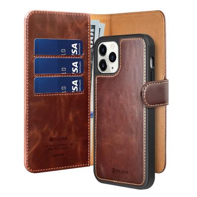 China Anti-fall For iPhone12 Luxury Leather Phone Case Flip Back Cover Business Wallet Detachable Magnetic Mobile Phone Bags for sale