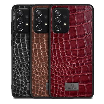 China Anti-drop Crocodile Slim Black Leather Mobile Cell Phone Case For Samsung Galaxy Note 9 10 10+ 20 s21 ultra S9 a22 a71 a12 a32 a52 a72 for sale