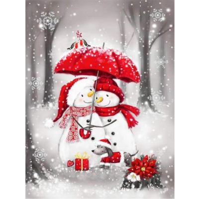 China Best Diy Diamond Painting Christmas Lovely Snowman Full Round Drill Europe Family Embroidery Wall Sale Decor For Home for sale