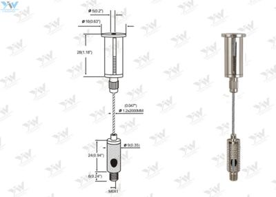 China Screw Fixed LED Panel Suspension Kit , Aquarium Light Suspension Kit Chrome Color for sale