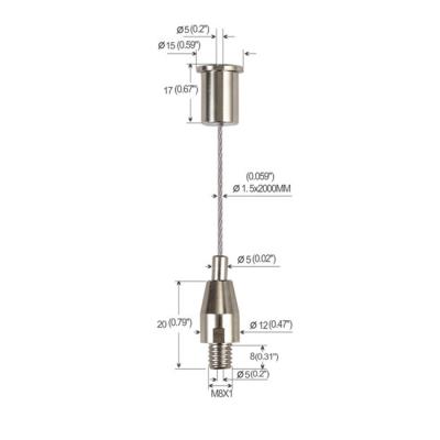 China Sistemas de suspensão flexíveis do fio de aço do tamanho para o dispositivo elétrico de iluminação YW86002 à venda