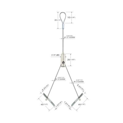 China Platten-Beleuchtungs-Kabel-Suspendierung Kit Two Legs With ein Schleifen-Nickel tauchte YW86358 auf zu verkaufen