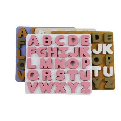 China New Eco-Friendly Material Silicone Puzzles100% Silicone Food Grade BPA Free Alphabet Letters Toy For Kids for sale