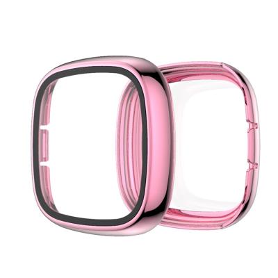 China Popular Luxury Lightweight Fitbit Versa3 Luxury PC Watch Case Plating And Full Glass Cover Watch Case for sale