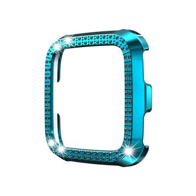 China Fashion Watch Case Fitbit Versa And Versa Lite Double Row Diamond Luxury Popular PC Plated Watch Case for sale