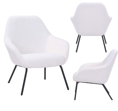 China Nordic Wholesale Modern Luxury Lambswool Fabric Upholstered Leisure Chairs Nordic Home Furniture White Lounge Chairs For Living Room for sale