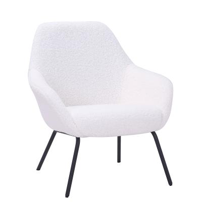 China Nordic Factory Modern Luxury Lambswool Fabric Upholstered Leisure Chairs Nordic Home Furniture White Lounge Chairs For Living Room for sale