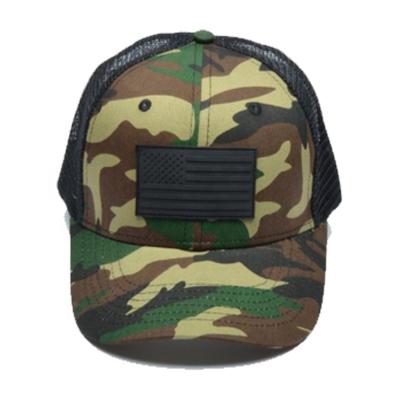 China COMMON Custom Black Rubber Trucker Hat Camouflage Military Patch Hats for sale