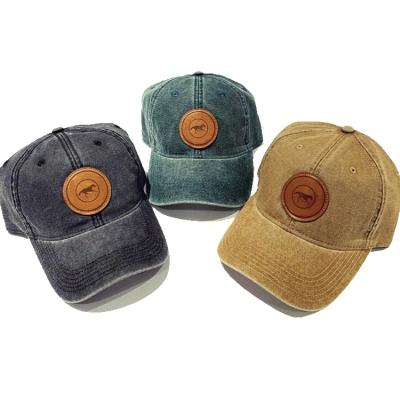 China JOINT Custom Leather Patch Hats Washed Hats For Men for sale