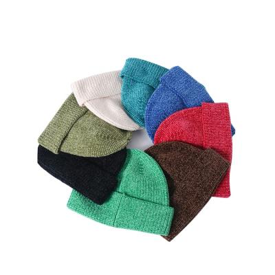 China 2021 JOINT Custom Logo Beanies Kids Winter Folding Hat Chunky Chenille Hat for sale