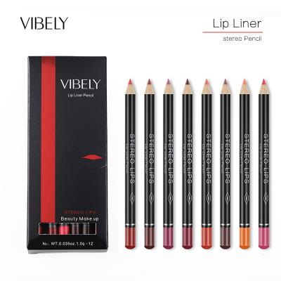 China Hot Selling Waterproof Lipliner Smooth Waterproof Lasting Cosmetic Matte Lip Liner Pencil Set from VIBELY for sale