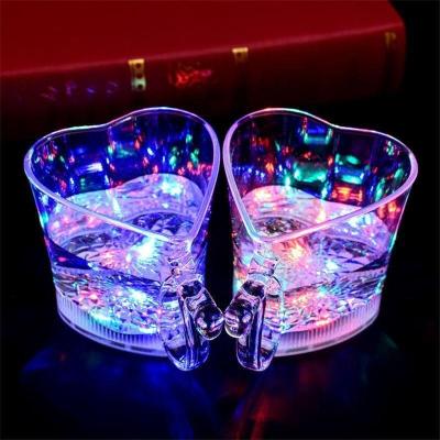 China Waterproof Valentine's Day Colorful Flashing Heart Shape Led Light Up Cups Colorful Heart LED Glowing Cup For Party Supplies for sale