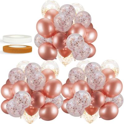 China Latex 60 PCS Rose Gold Balloons Confetti Balloons for Wedding Bridal Engagement Graduation Party Baby Shower Decorations for sale