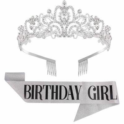 China Girl Birthday Food Serving Sash and Tiara for Women - Birthday Sash and Rhinestone Crown with Comb, Gift Kit for Birthday Decorations for sale