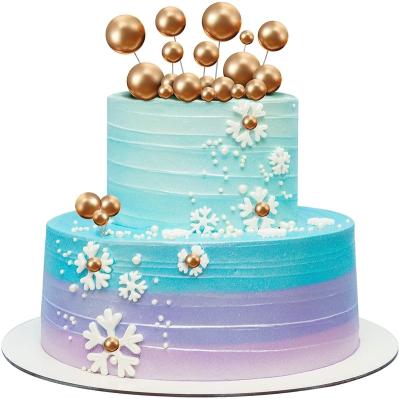 China Festival ; Concert Decoration 10 Pcs / Gold Set Balls Cake Toppers Foam Ball Cake Topper For Birthday Wedding Party Supplies for sale