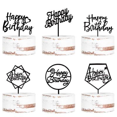 China Festival ; Amazon Hot Selling Happy Birthday Acrylic Birthday Cake Toppers Concert Decoration Black Cake Topper For Party Supplies for sale