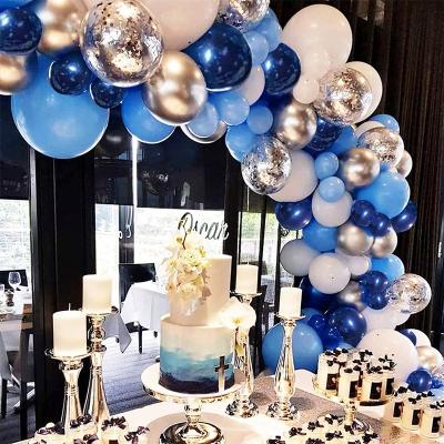 China Blue Balloon Garland Latex Kit, 126 Pcs Navy White Confetti Royal Blue Silver Metallic Balloons Arch Kit Party Decorations Supplies for sale